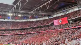 Crowds celebrating before Southampton and Leeds play in Wemley, London, United Kingdom