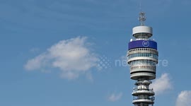 Cloud flying past the BT Tower, taken from 'The Nest', Regents Street, London, United Kingdom