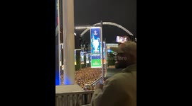 After the Champions League the queue for the train in front of Wembley Park tube station