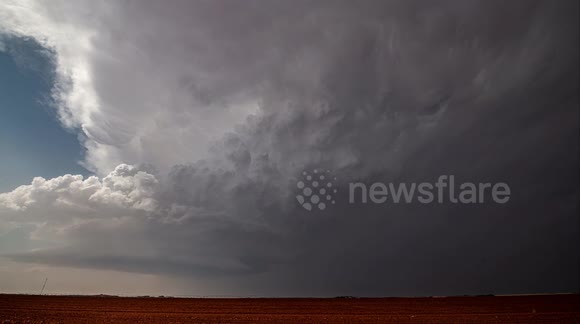 4k Timelapse of clouds rotating in a thunderstorm then gets a tornado warning in Oklahoma on May 29