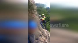 Italy: Firefighting Helicopter Rescues Stricken Hiker on Baveno's Miccia Via Ferrata