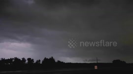 Large Sheet Lightning With A Bolt Striking the Ground, Shot From Hwy 75 in McKinney, Texas (Part 2)