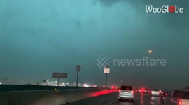 Houston, Texas: Drivers face severe thunderstorm with 100+ MPH winds & torrential rain