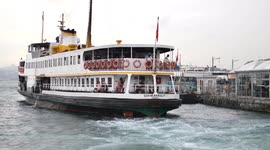 Transport ferry in the Bosphorus. Ferryboat carries passengers