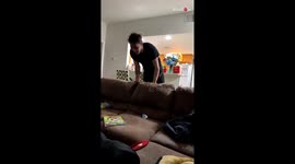 Young boy's handstand ambition meets gravity's punchline