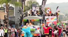 Hollywood Boulevard and Highland Avenue Los Angeles, California pride parade 2024