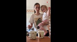 Inconsiderate neighbor's repair work gives mom & daughter a fright