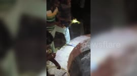Firefighters rescue trapped bull from well in northern India