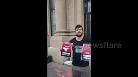 Italy: The JPMorgan Chase bank in Milan turned red