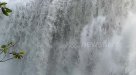 Due to heavy rains, there was a flood in Thirparappu waterfall in Kanyakumari district, Tamil Nadu. As a result, tourists are prohibited from bathing in the waterfall.