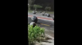 Strong winds in northern China send marbles rolling across roads