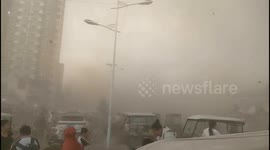 Historic extreme winds rip iron sheets from rooftops in northern China