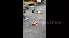 Munich's main square covered in litter after Scotland fans disperse ahead of match