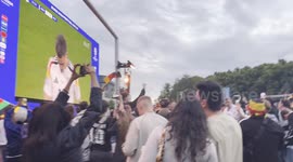German fans at Brandenburg Gate Fan Zone during the opening match against Scotland