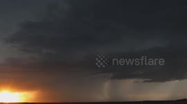 Beautiful Minnesota Supercell at sunset with constant lightning time lapse.