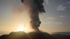 Mount Ibu volcano exploded spewing volcanic ash more than 3000 meters above sea level