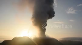 Mount Ibu volcano exploded spewing volcanic ash more than 3000 meters above sea level