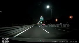 Incredible lightning strike captured on dashcam over motorway