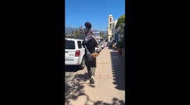 Strolling Ojai: a playful scene of parenthood and pup