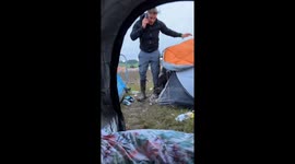 Brother battles stubborn wellies in hilarious struggle