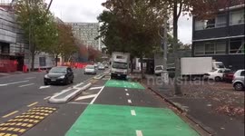 Truck driving down Auckland cycleway