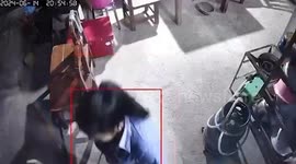 Snake caught on CCTV sneaking up on terrified woman