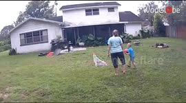 Sweet toddler pauses game to check on mom after she tumbles to the ground