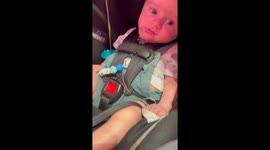 Scared baby decides to smile