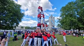 'Human towers' go up at London's Tower Bridge highlighting awesome teamwork and strength