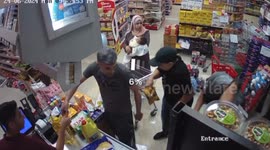 Palestine: Israeli forces throw a tear gas bomb inside a shop in the eastern part of Jerusalem