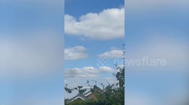 Footage shows plane drawing heart in the sky at gender reveal event