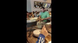 Lion cub joins diners for dinner at restaurant in Russia