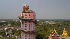 Ariel View Of Wat Sam Phran Dragon Temple