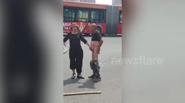 Furious woman grabs 'flasher' by his gonads and shames him in public