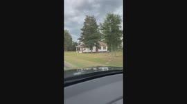 Car lodged into tilted charming house in Alabama
