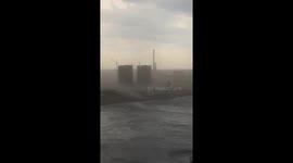 Tower crane plunges amid severe thunderstorm in St. Petersburg