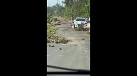 Debris from Hurricane Beryl blocks roads in Argyle, St. Vincent