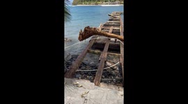 Damaged jetty after the passage of Hurricane Beryl in St Vincent and the Grenadines makes Young Island Resort inoperable for at least 2 months