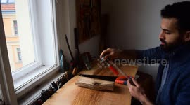 Carving a Wooden Pendant - relaxing ASMR video, no music and talking