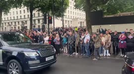 UK: People Gather On Streets To See Rishi Sunak Leave Downing Street After Election Loss
