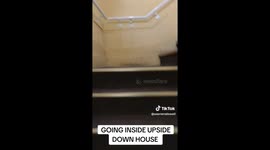 Touring inside Upside Down House