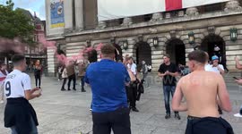 Sirens and flares - fans celebrate and fight after England beat Switzerland in the euros 2024