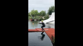 First time waterski fail. Girl falls over