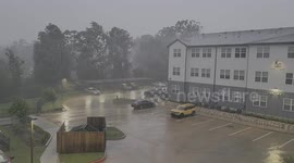 Texas resident films as Hurricane Beryl batters cities with strong wind and rain Near i_45 North at Prose in the Pines Apartments 7/8/2024