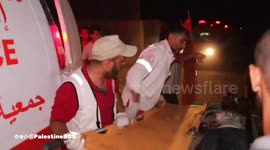 Gaza: Palestine Red Crescent crews retrieved a martyr and three injuries