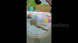 Cuteness Overload Baby Experiences Spa for the First Time
