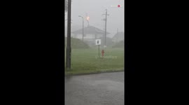 Branch comes into contact with electrical lines during intense storm!