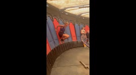 Mother almost 'folded in half' as she shows off to her children on Gravitron ride in California