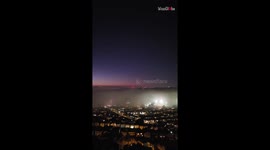 Illegal fireworks display above & under fog in San Francisco on 4th of July