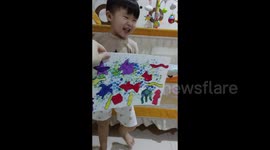 Toddler 1st masterpiece artwork and he is satisfying with it